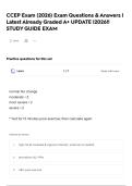 CCEP Exam &lpar;2026&rpar; Exam Questions & Answers &vert; Latest Already Graded A&plus; UPDATE &vert;2026&excl;&excl; STUDY GUIDE EXAM