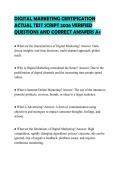 DIGITAL MARKETING CERTIFICATION ACTUAL TEST SCRIPT 2026 VERIFIED QUESTIONS AND CORRECT ANSWERS A&plus;