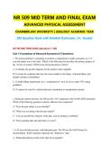 NR 509 MID TERM & FINAL EXAM BUNDLE 2026&sol;2027 &vert; Advanced Physical Assessment &vert; 200 Question Bank w&sol; Detailed Rationales &vert; Pass Guaranteed - A&plus; Graded