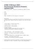 CCMC CCM Exam 2026 &ndash; Psychosocial Questions Answers Updated 2026