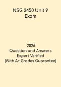 NSG 3450 Unit 9 Questions & Answers PDF &vert; Nursing Course Exam Prep Guide
