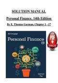 Solutions Manual for Personal Finance&comma; 14th Edition by E&period; Thomas Garman
