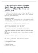CCM Certification Exam - Chapter 1 Unit 1&colon; Case Management Models&comma; Processes & Tools Questions and Answer 2026