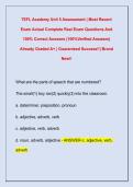 TEFL Academy Unit 5 Assessment &vert; Most Recent  Exam Actual Complete Real Exam Questions And  100&percnt; Correct Answers &lpar;100&percnt;Verified Answers&rpar;  Already Graded A&plus; &vert; Guaranteed Success&excl;&excl;&vert; Brand  New&excl;&excl; 
