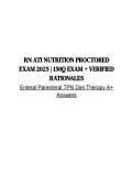 RN ATI NUTRITION PROCTORED EXAM 2025 &vert; 150Q EXAM &plus; VERIFIED RATIONALES Enteral Parenteral TPN Diet Therapy A&plus; Answers