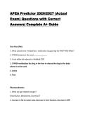 APEA Predictor 2026&sol;2027 &lpar;Actual Exam&rpar; Questions with Correct Answers&vert; Complete A&plus; Guide