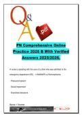 PN Comprehensive Nursing Practice &lpar;PN-COMP&rpar; 2025&sol;2026 &ndash; 400 Exam Questions & Answers on Mental Health&comma; MedSurg&comma; Pharmacology&comma; Pediatrics