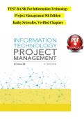 TEST BANK For Information Technology Project Management 9th Edition by Kathy Schwalbe&comma; Verified Chapters 1 - 13&comma; Complete Newest Version