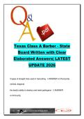 Texas Class A Barber Exam Prep &lpar;BARB-A&rpar; 2026 &ndash; 600 Questions & Answers on Haircutting&comma; Sanitation&comma; Shaving&comma; Laws