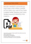 WALDEN UNIVERSITY 2026 NURS 6531  FINAL EXAM LATEST SPRING SUMMER  ACTUAL EXAM  2025- 2026 ACTUAL EXAM  Complete Verified  Questions And Correct  Detailed Answers&vert; GUARANTEED PASS  Graded A&plus; 