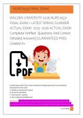 WALDEN UNIVERSITY 2026 NURS 6531  FINAL EXAM 1 LATEST SPRING SUMMER  ACTUAL EXAM  2025- 2026 ACTUAL EXAM  Complete Verified  Questions And Correct  Detailed Answers&vert; GUARANTEED PASS  Graded A&plus;   