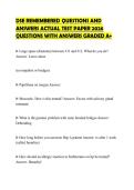 DSE REMEMBERED QUESTIONS AND ANSWERS ACTUAL TEST PAPER 2026 QUESTIONS WITH ANSWERS GRADED A&plus;