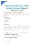 APEA Psychiatric-Mental Health Nurse Practitioner PMHNP Exam 2026&sol;2027 Actual Exam &vert; Verified Questions with NGN Integration for Certification &vert; Pass Guaranteed - A&plus; Graded