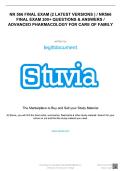 NR 566 FINAL EXAM &lpar;2 LATEST VERSIONS&rpar; &sol; NR566 FINAL EXAM 200&plus; QUESTIONS & ANSWERS &sol; ADVANCED PHARMACOLOGY FOR CARE OF FAMILY