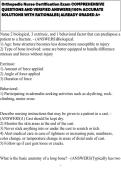 Orthopedic Nurse Certification Exam COMPREHENSIVE QUESTIONS AND VERIFIED ANSWERS&vert;100&percnt; ACCURATE SOLUTIONS WITH RATIONALES&vert; ALREADY GRADED A&plus;