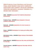 APEA Predictor Exam Questions and Answers FINAL EXAM NEWEST 2026 WITH COMPLETE QUESTIONS AND CORRECT DETAILED ANSWERS &lpar;VERIFIED ANSWERS&rpar; &vert;ALREADY GRADED A&plus;&vert;&vert;BRAND NEW VERSION&excl;&excl;