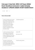 Cat exam 1-Hesi Exit&comma; HESI&colon; CAT Exam &lpar;2026&rpar; Exam Questions & Answers &vert; Latest Already Graded A&plus; UPDATE &vert;2026&excl;&excl; STUDY GUIDE EXAM
