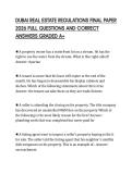 DUBAI REAL ESTATE REGULATIONS FINAL PAPER 2026 FULL QUESTIONS AND CORRECT ANSWERS GRADED A&plus;