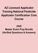 AZ Licensed Applicator Training Core Questions & Answers PDF &vert; National Pesticide Certification Exam Prep