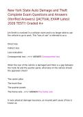 New York State Auto Damage and Theft Complete Exam Questions and Answers &lpar;Verified Answers&rpar; &vert;&vert;ACTUAL EXAM Latest  2026 TEST&excl;&excl; Graded A&plus;