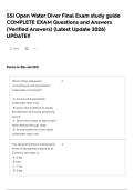 SSI Open Water Diver Final Exam study guide COMPLETE EXAM Questions and Answers &lpar;Verified Answers&rpar; &lpar;Latest Update 2026&rpar; UPDATE&excl;&excl;