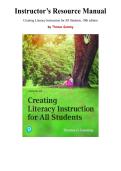 Instructor&rsquo;s Resource Manual for Creating Literacy Instruction for All Students 10th Edition by Thomas Gunning&comma; Chapter 1-14 &vert; All Chapters 