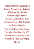 Test Bank The Developing Person Through the Life Span 13th Edition By Kathleen Stassen Berger&comma; Kendra Thomas 