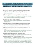 FIN 306 FINAL ACTUAL EXAM PAPER 2026 QUESTIONS WITH ANSWERS GRADED A&plus;