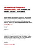 Certified Clinical Documentation Specialist &lpar;CCDS&rpar; &vert; Exam Questions with Correct Answers&vert; Latest Update 