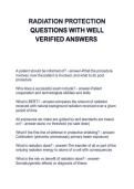RADIATION PROTECTION  QUESTIONS WITH WELL  VERIFIED ANSWERS  