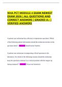 NHA PCT MODULE 4 EXAM NEWEST EXAM 2026 &vert; ALL QUESTIONS AND CORRECT ANSWERS &vert; GRADED A&plus; &vert; VERIFIED ANSWERS