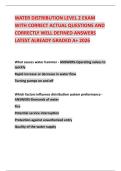 WATER DISTRIBUTION LEVEL 2 EXAM WITH CORRECT ACTUAL QUESTIONS AND CORRECTLY WELL DEFINED ANSWERS LATEST ALREADY GRADED A&plus; 2026