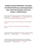ACAMS Prep-Mock EXAM 2026 &vert; Association of Certified Anti-Money Laundering Specialists Exam &vert; Real Exam Questions and Correct Answers &vert; verified Answers