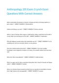 Anthropology 205 Exam 3 Lynch Exam Questions With Correct Answers 