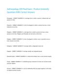 Anthropology 205 Final Exam - Purdue University Questions With Correct Answers
