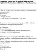 QuickBooks Practice Test 100 Qns Exam Latest 2026&sol;2027 Updated Verified Questions and Solutions A&plus; Pass Guaranteed