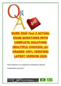 NURS 5220 Advanced Health Assessment Test 2 &lpar;2026&rpar; &ndash; 300 Questions on Cultural Care&comma; Communication&comma; Neuro&comma; GI & GU