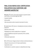 FINAL EXAM NUR150 2026 CERTIFICATION EVALUATION EXAM QUESTIONS AND ANSWERS MASTER FILE