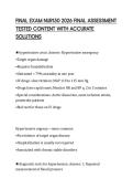 FINAL EXAM NUR150 2026 FINAL ASSESSMENT TESTED CONTENT WITH ACCURATE SOLUTIONS