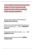 TEXAS TERMITE TECHNICIAN EXAM WITH CORRECT ACTUAL QUESTIONS AND CORRECTLY WELL DEFINED ANSWERS LATEST ALREADY GRADED A&plus;