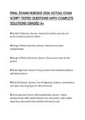 FINAL EXAMS NUR2502 2026 ACTUAL EXAM SCRIPT TESTED QUESTIONS WITH COMPLETE SOLUTIONS GRADED A&plus;