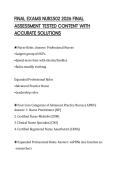 FINAL EXAMS NUR2502 2026 FINAL ASSESSMENT TESTED CONTENT WITH ACCURATE SOLUTIONS