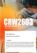 CRW2603 Assignment 1  2026 &vert; Due March 2026 - Distinction Guaranteed