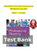 Leddy & Pepper&rsquo;s Professional Nursing&comma; 10th Edition by Lucy Hood &ndash; Complete Test Bank Chapters 1&ndash;22 with Professional Nursing Exam Questions