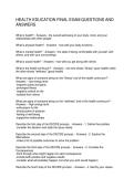 HEALTH EDUCATION FINAL EXAM QUESTIONS AND ANSWERS