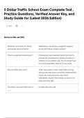 5 Dollar Traffic School Exam Complete Test &comma; Practice Questions&comma; Verified Answer Key&comma; and Study Guide for &lpar;Latest 2026 Edition&rpar;