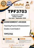 TPF3703 Assignment 4 PORTFOLIO 51 &lpar;COMPLETE ANSWERS&rpar; 2026 - DUE September 2026