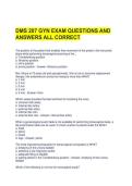 DMS 207 GYN EXAM QUESTIONS AND ANSWERS ALL CORRECT