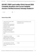 ISO&sol;IEC 27001 Lead Auditor EXAM Newest 2026 Complete Questions and Correct Detailed Answers &lpar;Verified Answers&rpar; &vert;Already Graded A&plus;