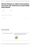 BIOL 204 Athabasca U- Midterm Exam Questions and answers with verified Answers &lpar;Latest Update 2026&rpar; UPDATE&excl;&excl;